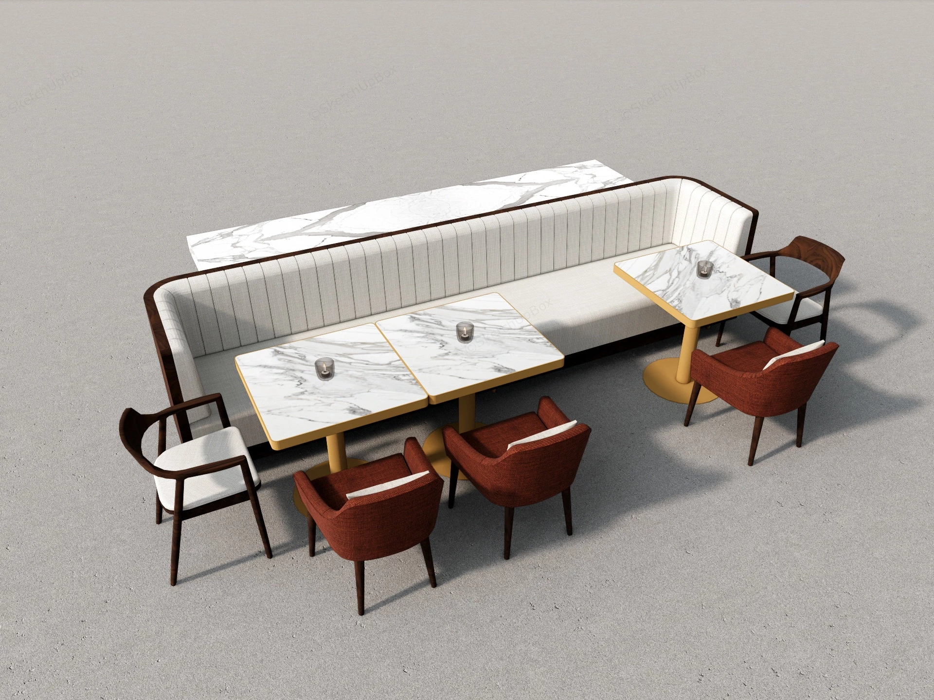 Restaurant Booth Furniture sketchup model preview - SketchupBox