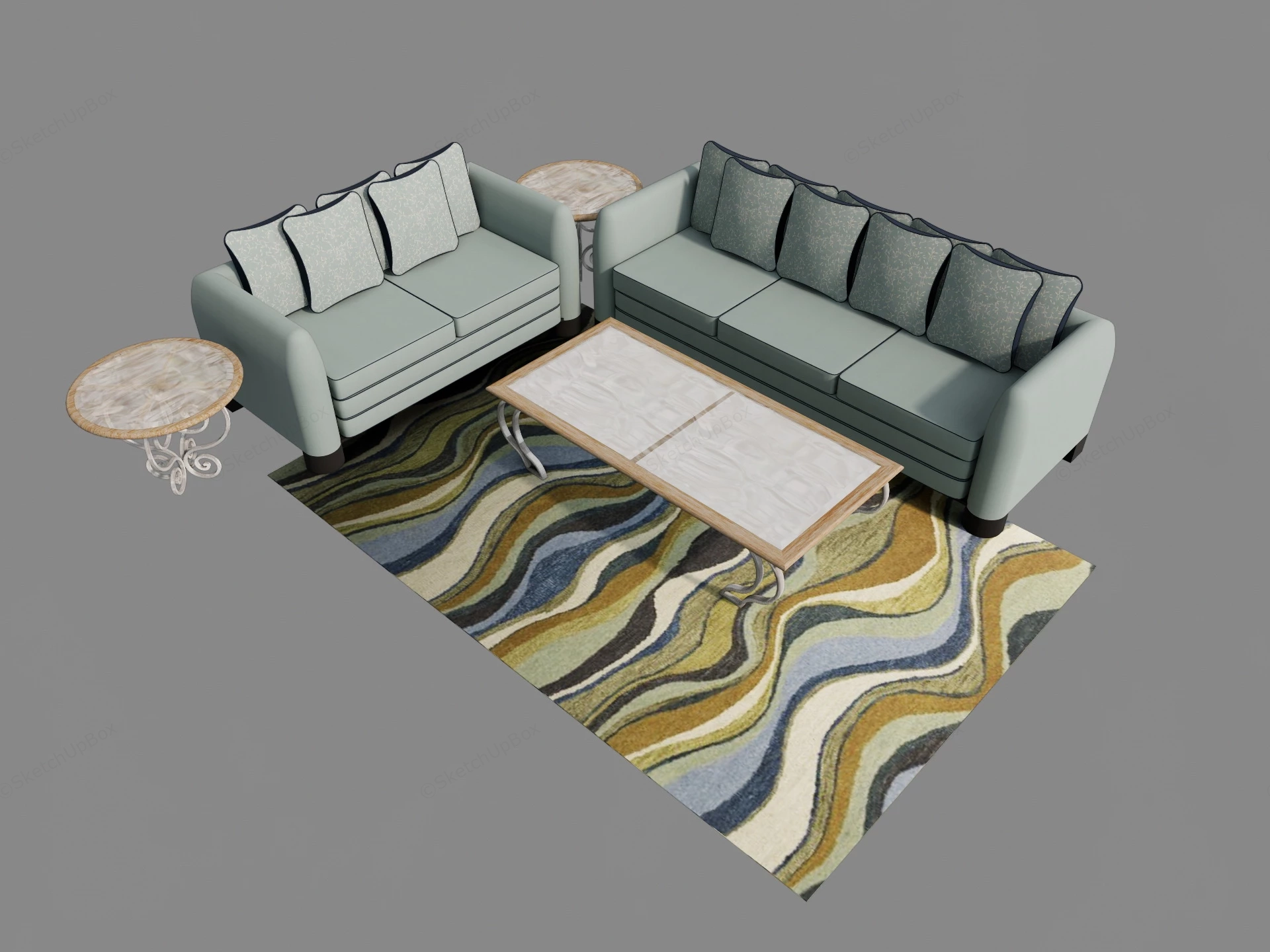 Classic Living Room Furniture Set sketchup model preview - SketchupBox
