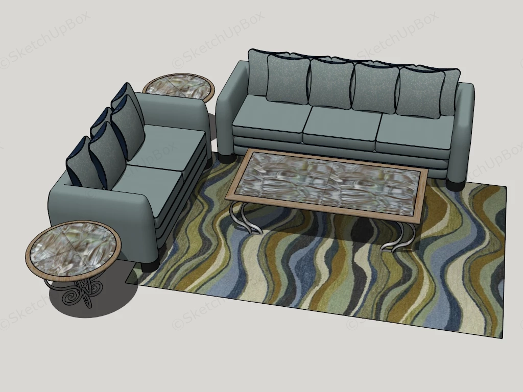 Classic Living Room Furniture Set sketchup model preview - SketchupBox