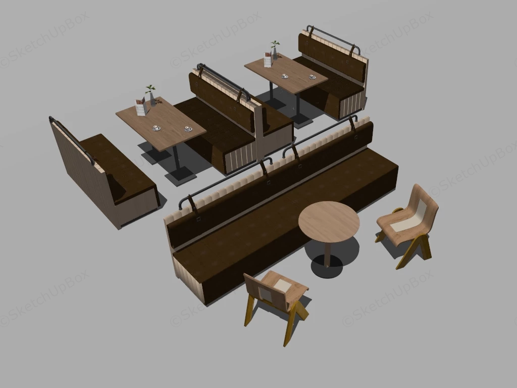 Industrial Style Restaurant Booths sketchup model preview - SketchupBox