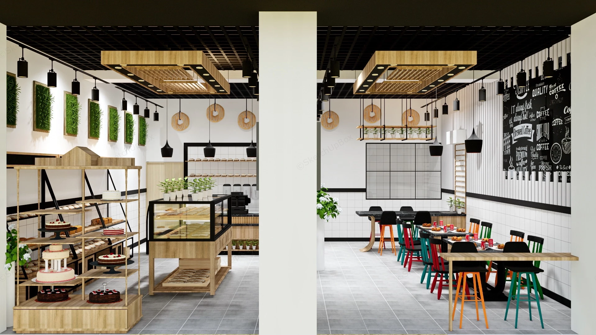 Industrial Style Bakery Interior sketchup model preview - SketchupBox