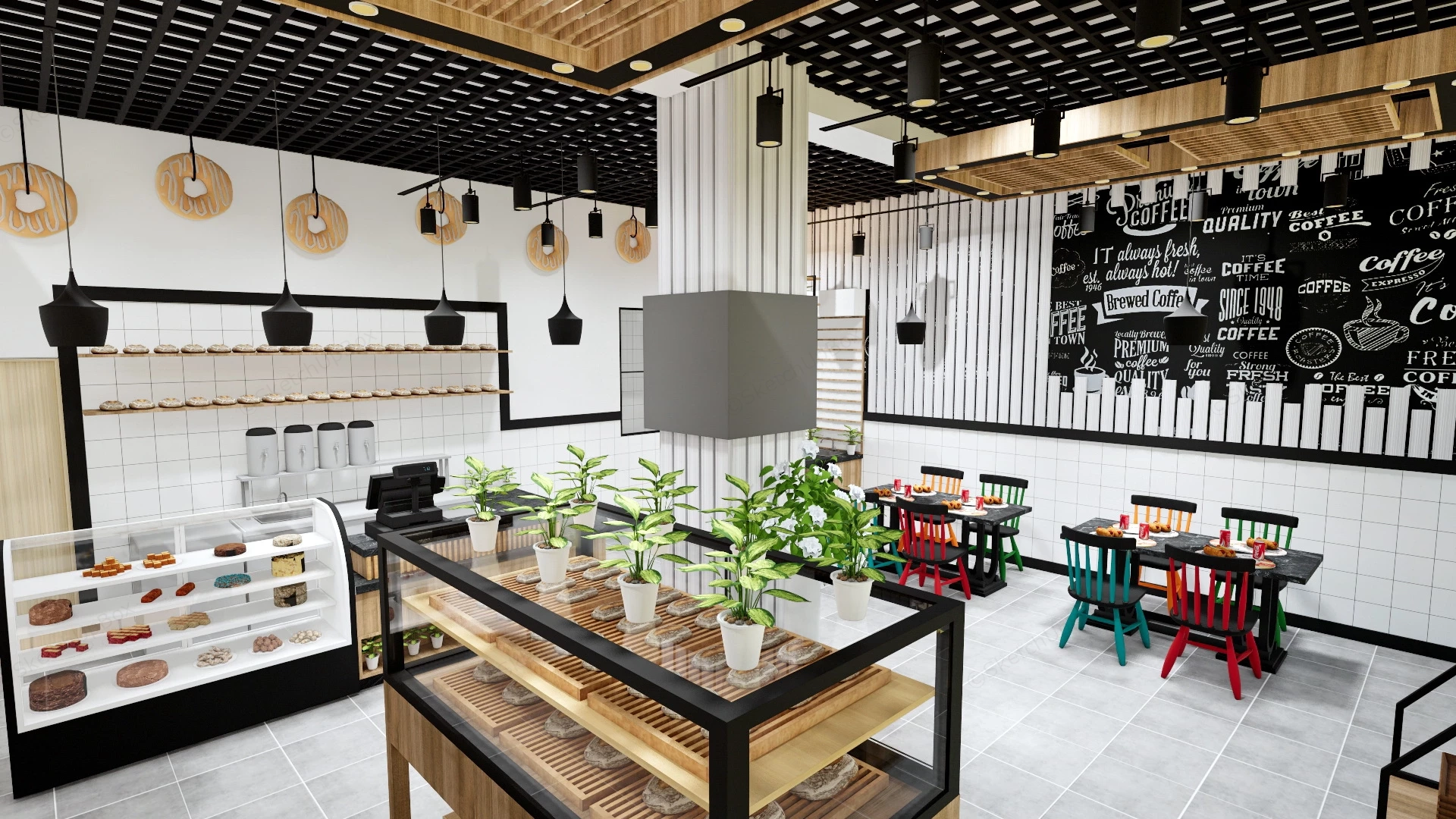 Industrial Style Bakery Interior sketchup model preview - SketchupBox