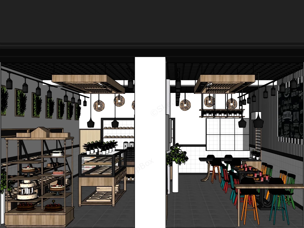 Industrial Style Bakery Interior sketchup model preview - SketchupBox