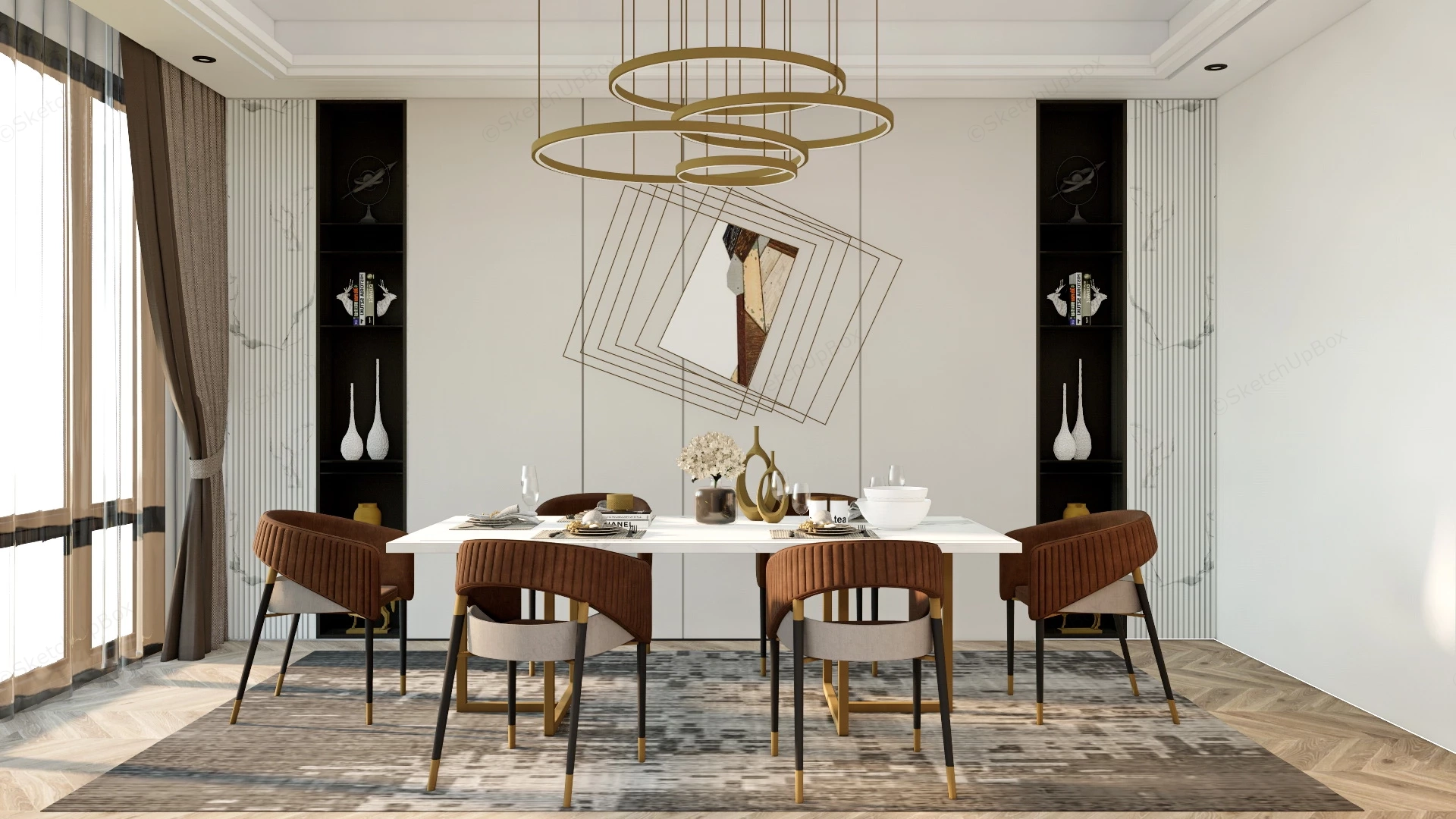 Dining Room With Accent Wall Idea sketchup model preview - SketchupBox