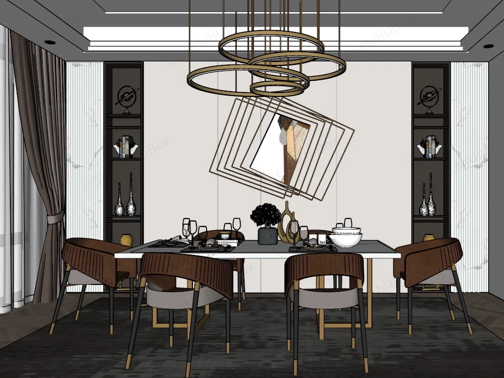 Dining Room With Accent Wall Idea sketchup model preview - SketchupBox