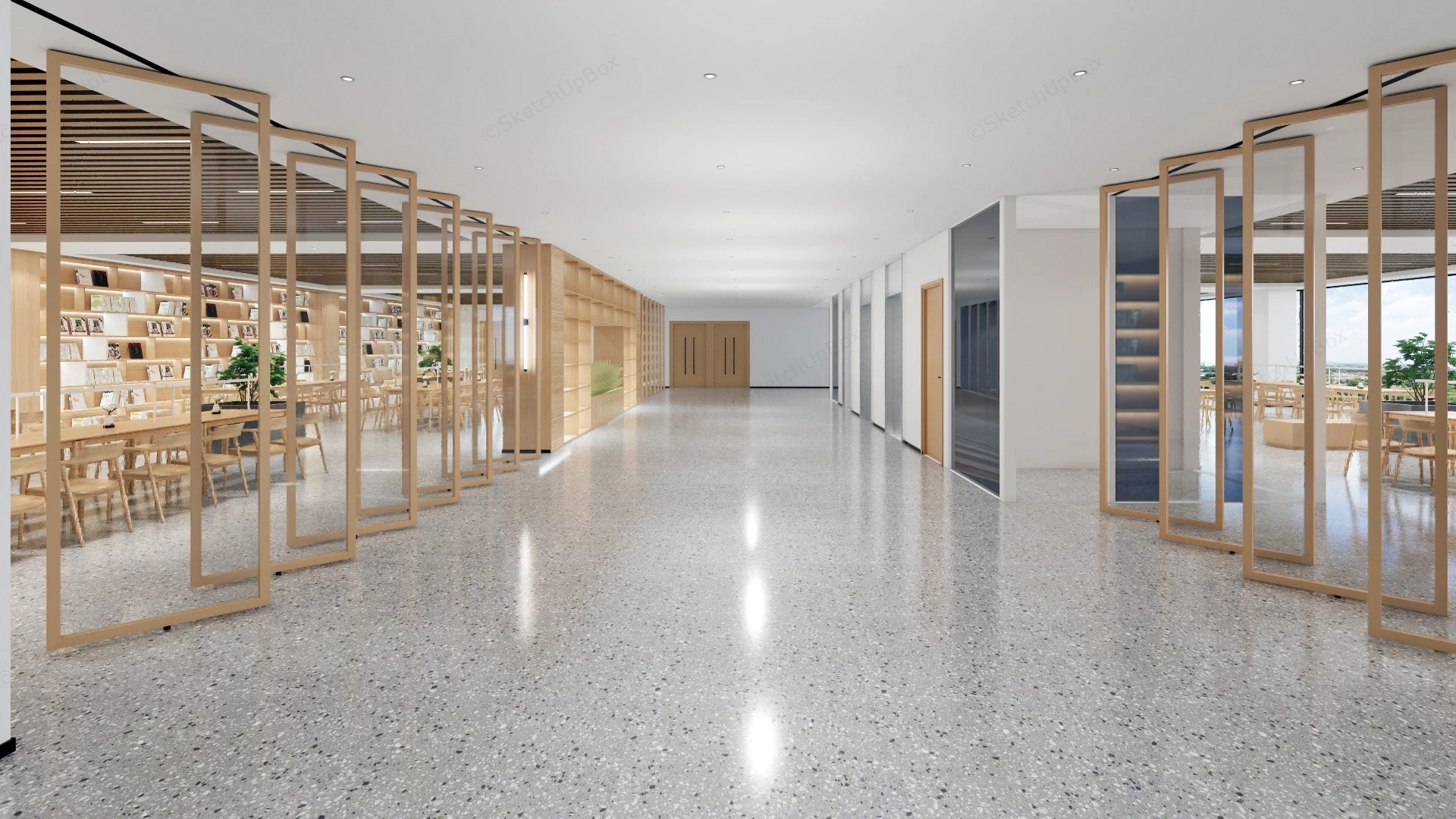 Library Reading Room Design sketchup model preview - SketchupBox