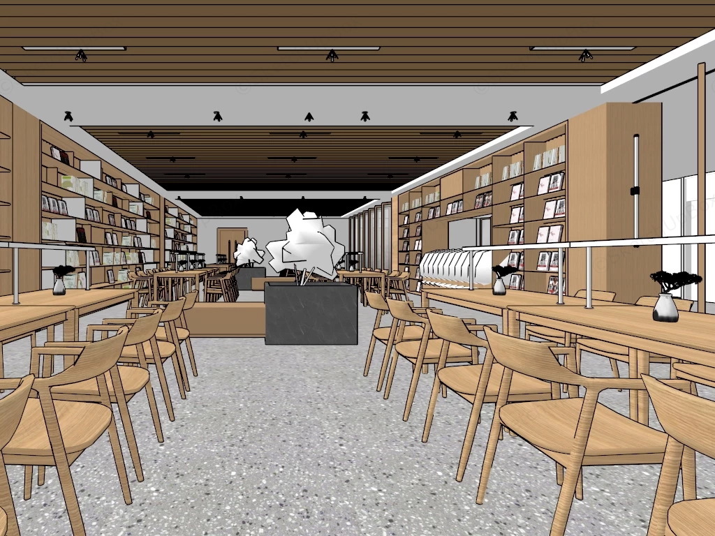 Library Reading Room Design sketchup model preview - SketchupBox