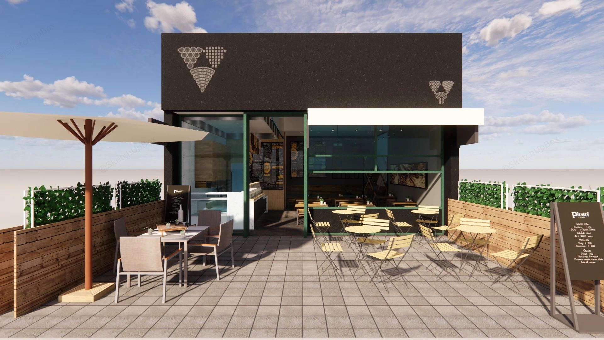 Rustic Modern Coffee Shop Design sketchup model preview - SketchupBox