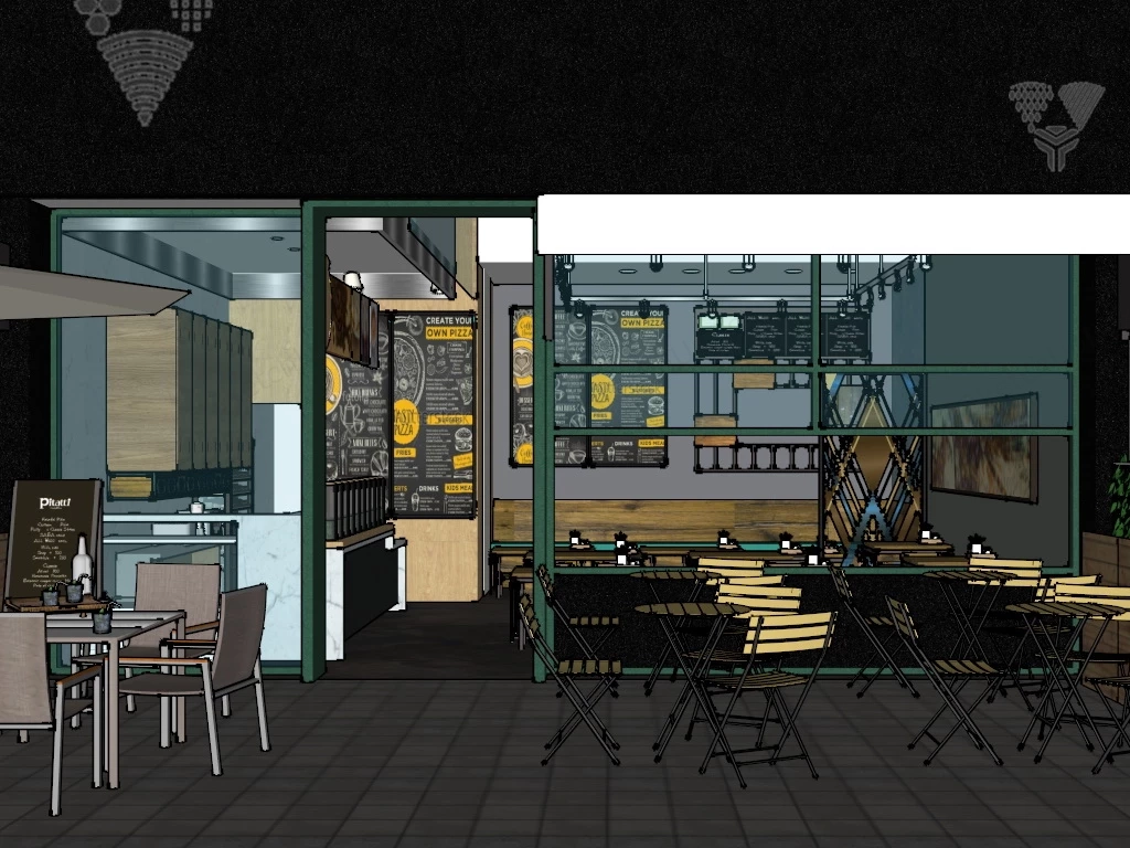 Rustic Modern Coffee Shop Design sketchup model preview - SketchupBox