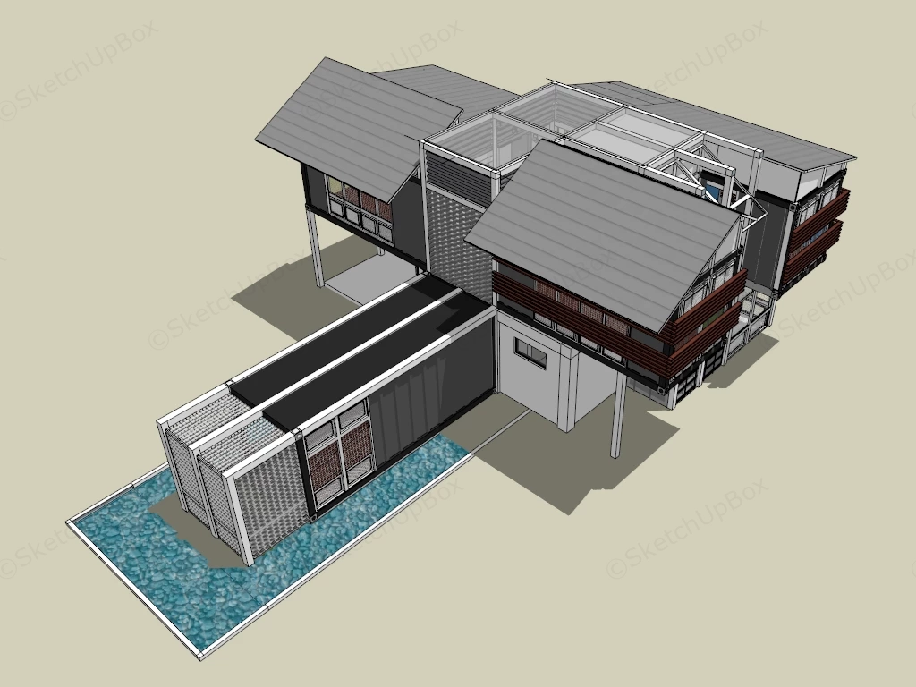 Modern Shipping Container Home sketchup model preview - SketchupBox