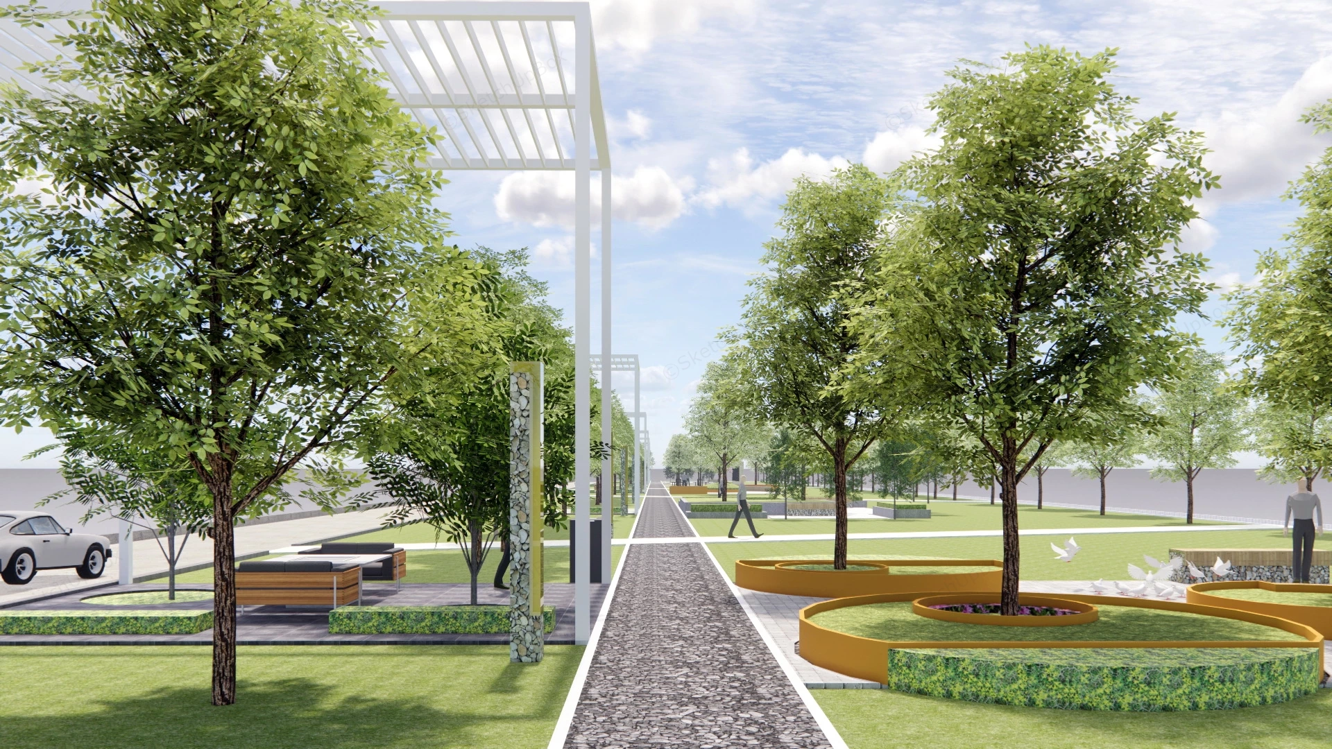 Street Park Idea sketchup model preview - SketchupBox