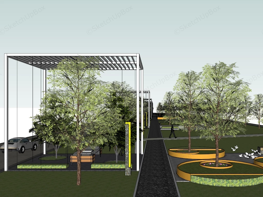 Street Park Idea sketchup model preview - SketchupBox