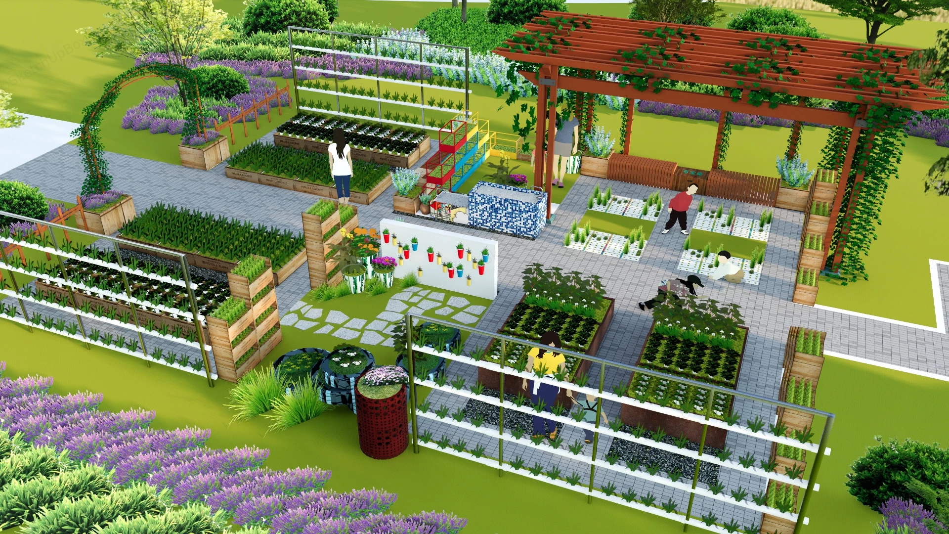 Urban Vegetable Garden sketchup model preview - SketchupBox