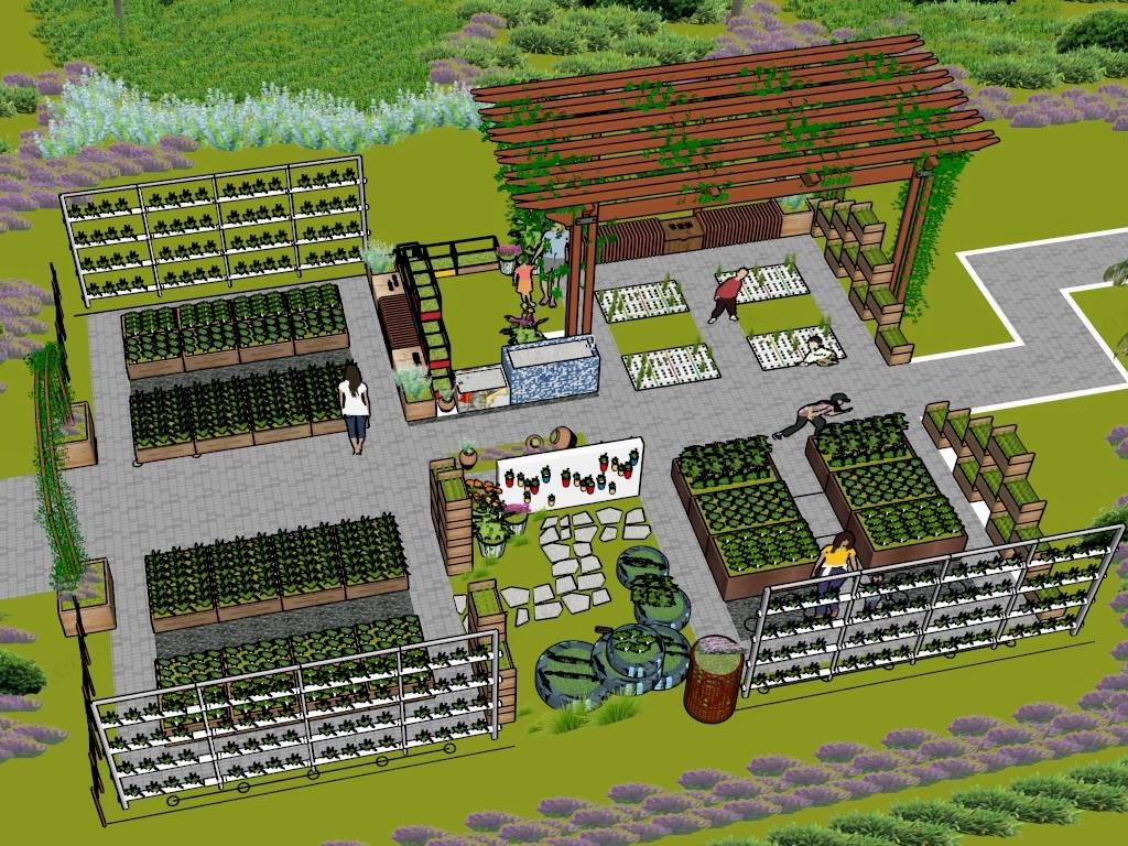 Urban Vegetable Garden sketchup model preview - SketchupBox