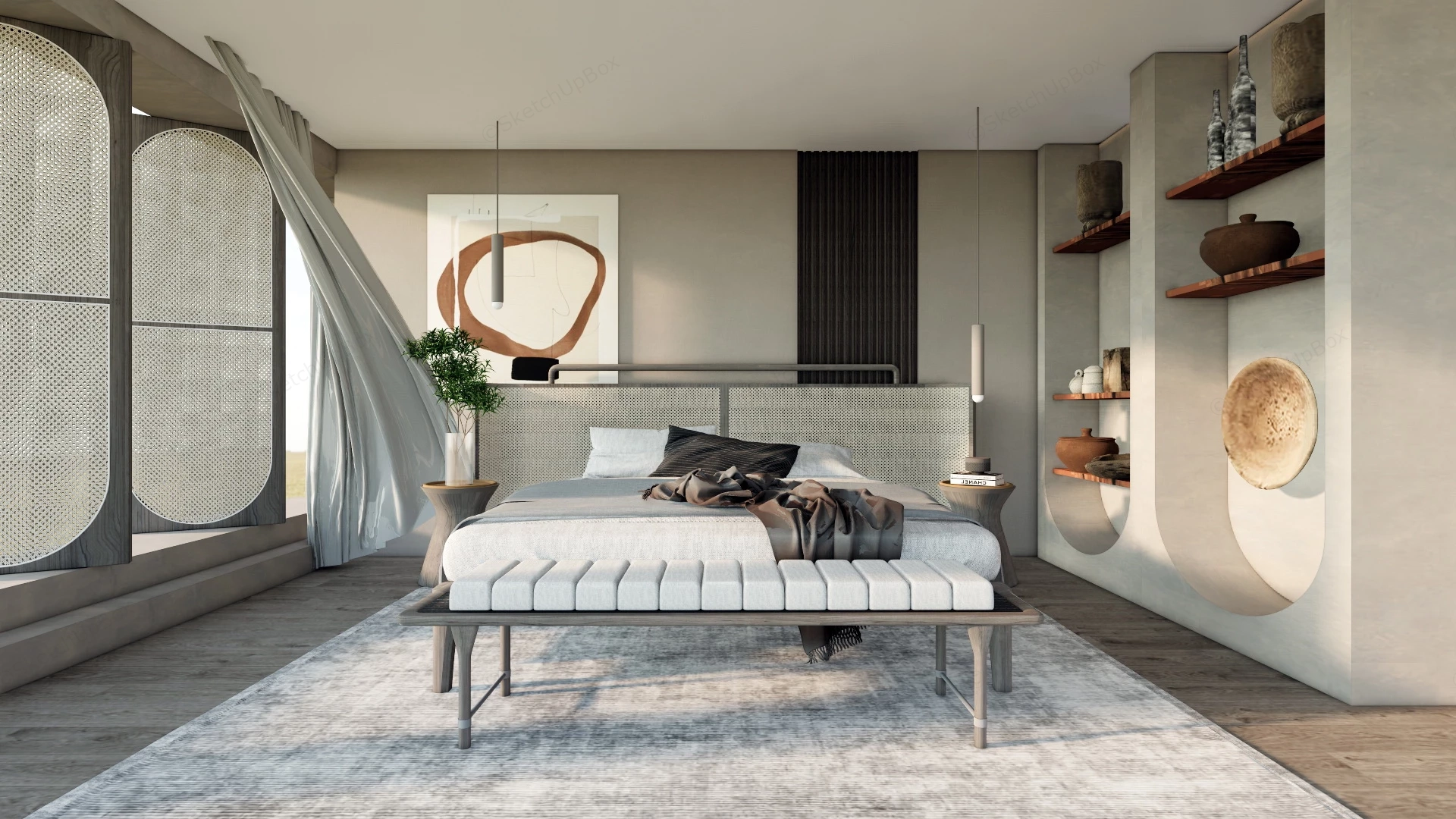 Wabi Sabi Bedroom Design sketchup model preview - SketchupBox