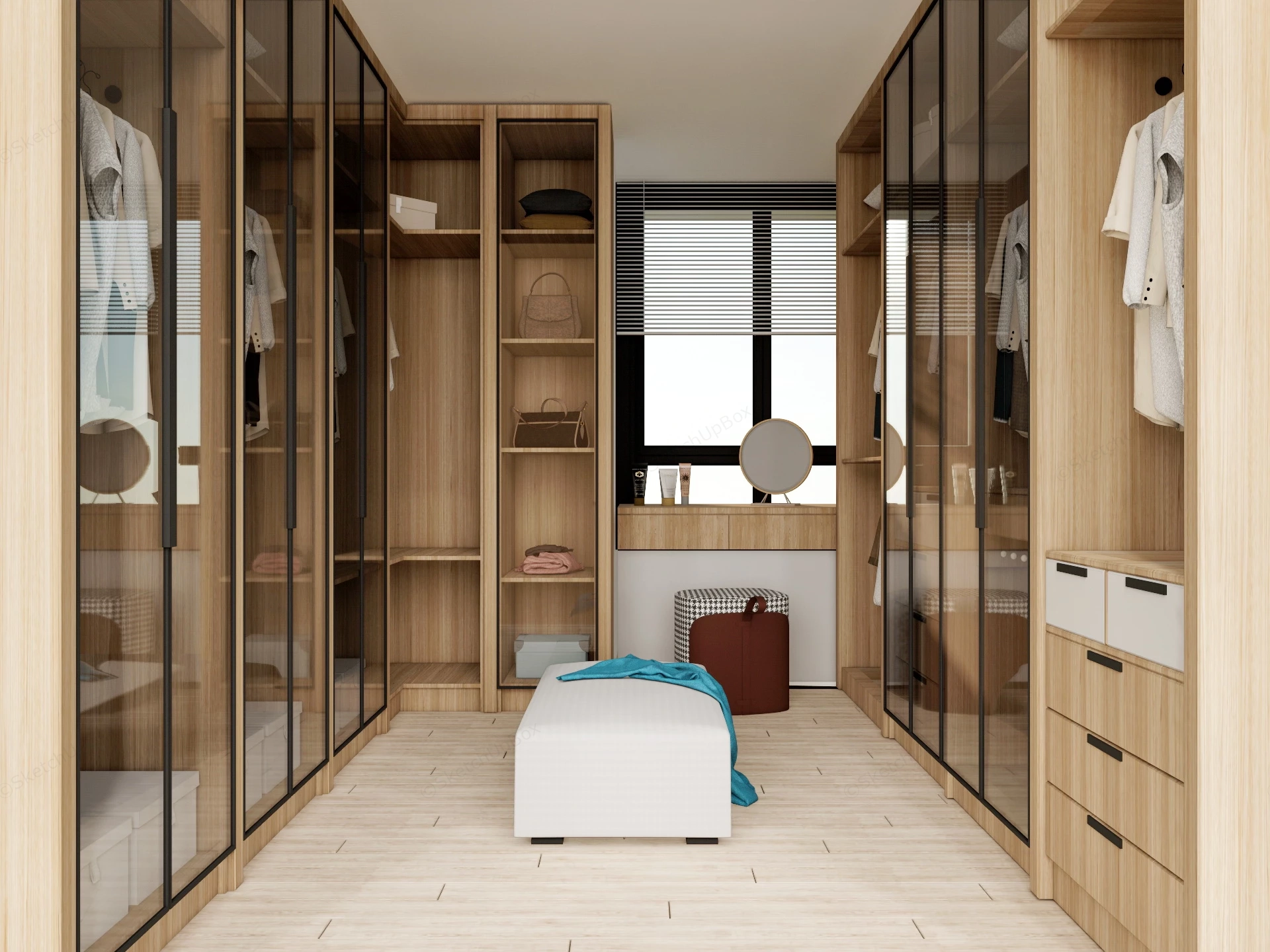 Small Natural Wood Dressing Room sketchup model preview - SketchupBox