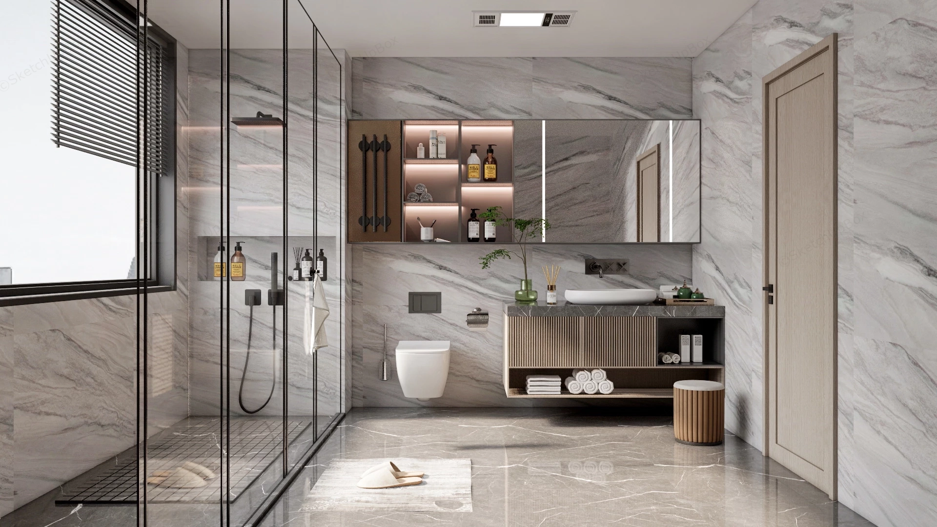 Contemporary Bathroom Design sketchup model preview - SketchupBox