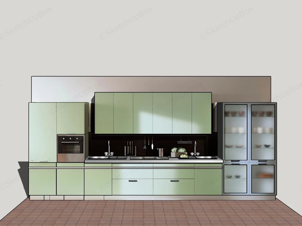 Light Green Kitchen Cabinets sketchup model preview - SketchupBox