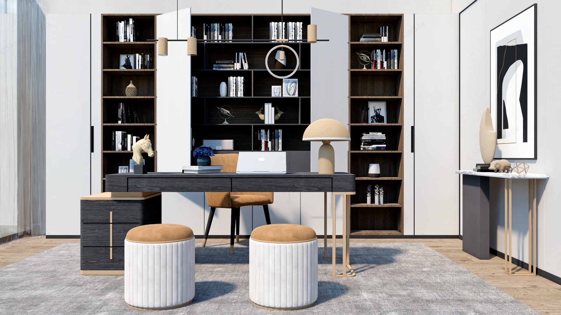 Modern Luxury Home Office sketchup model preview - SketchupBox