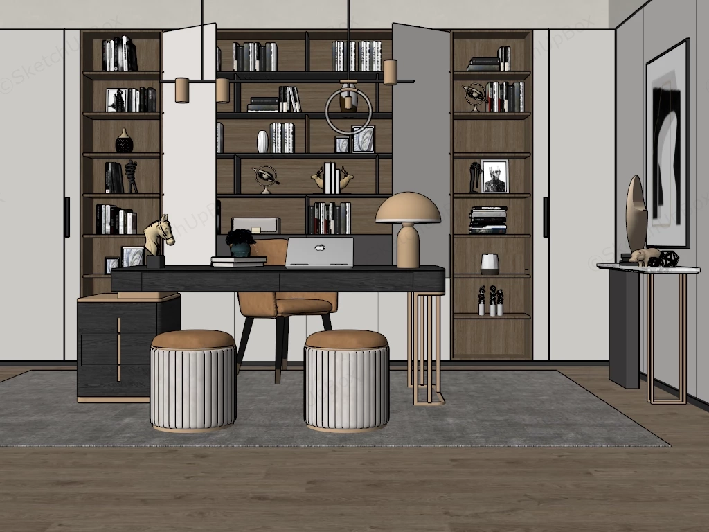 Modern Luxury Home Office sketchup model preview - SketchupBox