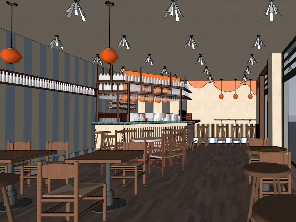 Retro Coffee Shop Design sketchup model preview - SketchupBox