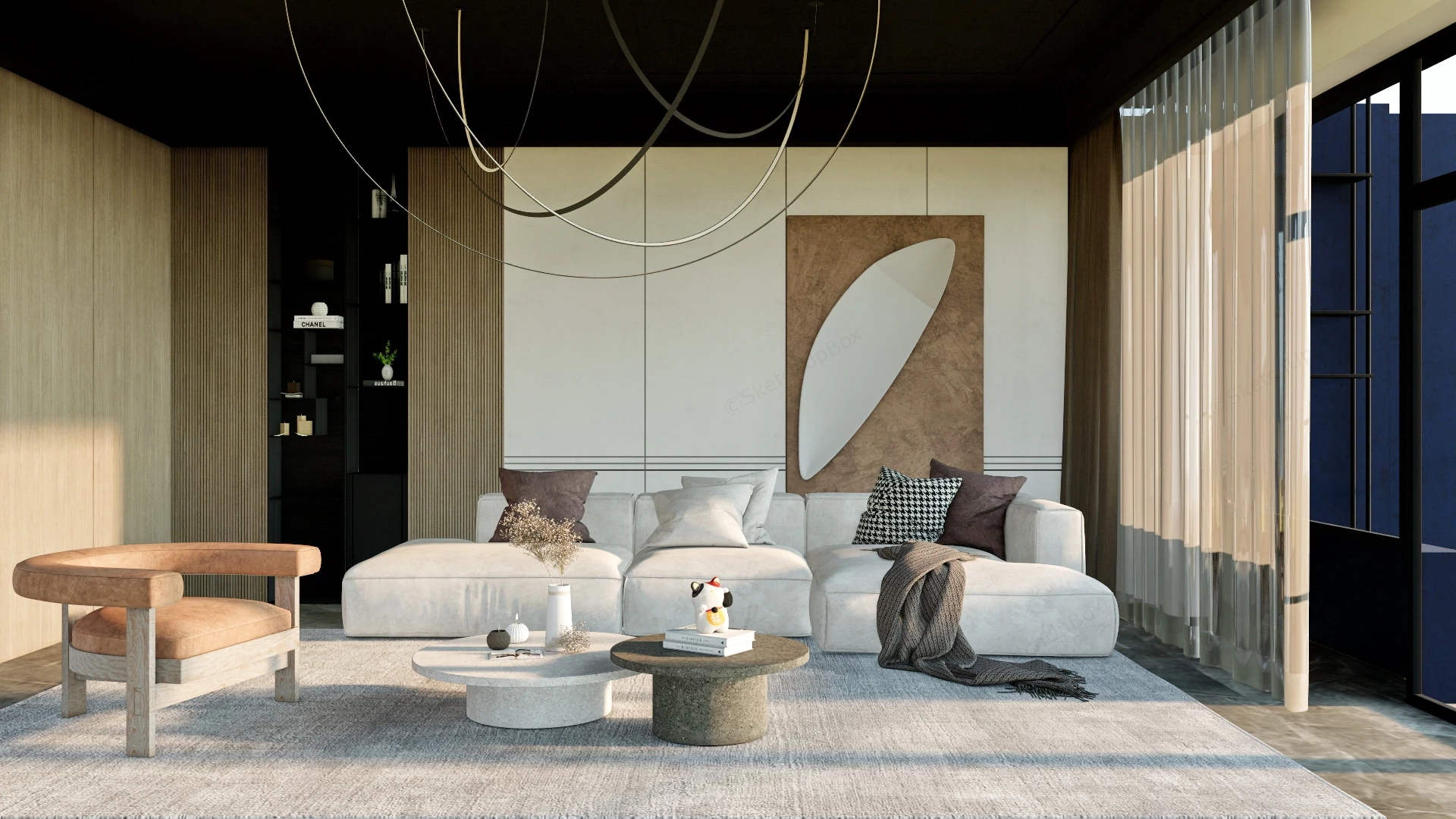 Comfortable Modern Living Room sketchup model preview - SketchupBox