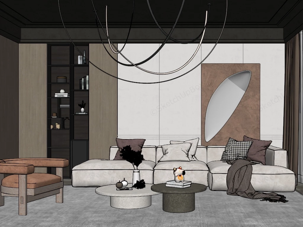 Comfortable Modern Living Room sketchup model preview - SketchupBox