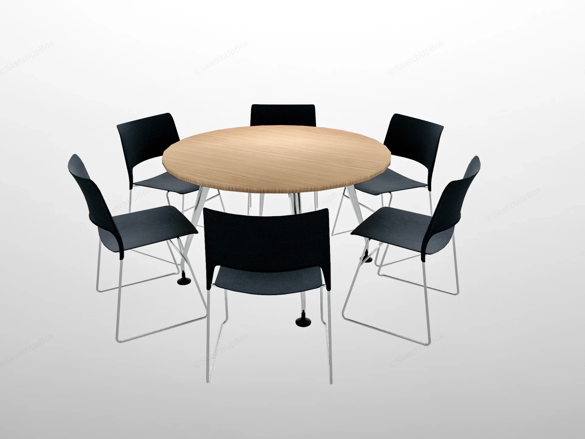 Small Round Meeting Table And Chairs sketchup model preview - SketchupBox