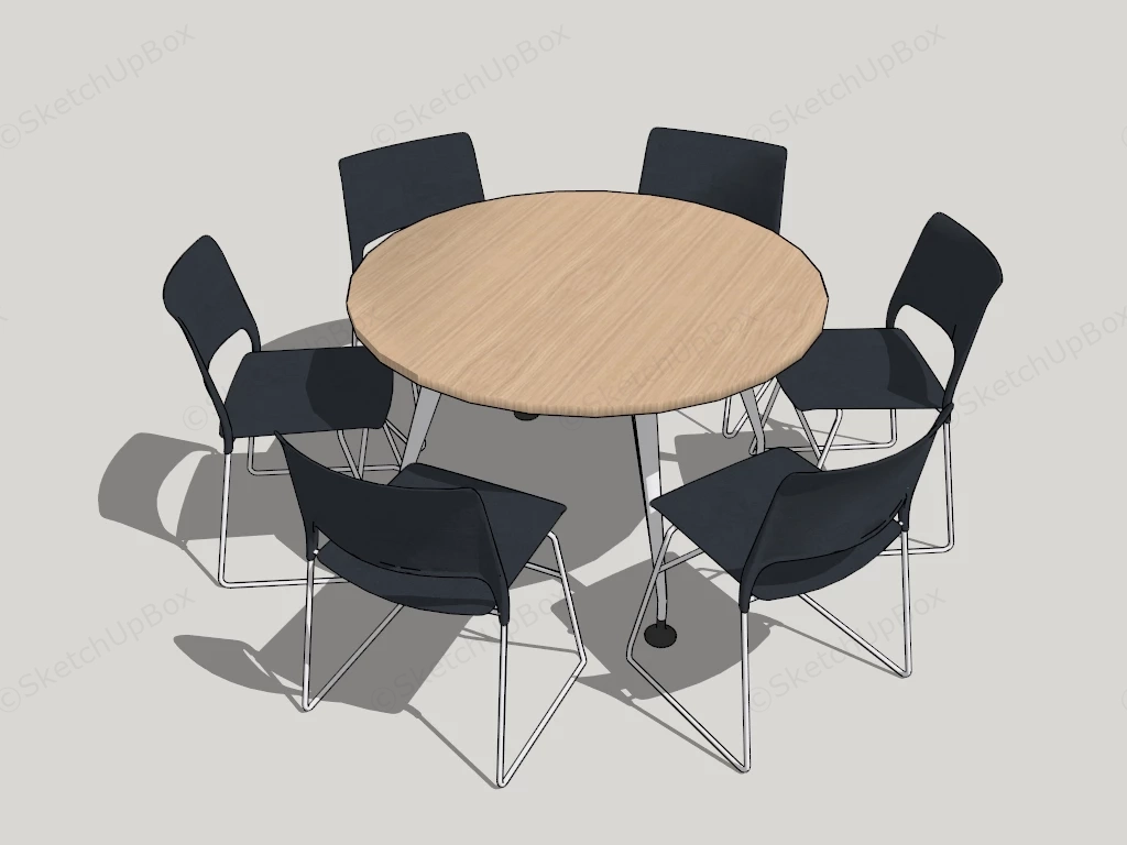 Small Round Meeting Table And Chairs sketchup model preview - SketchupBox