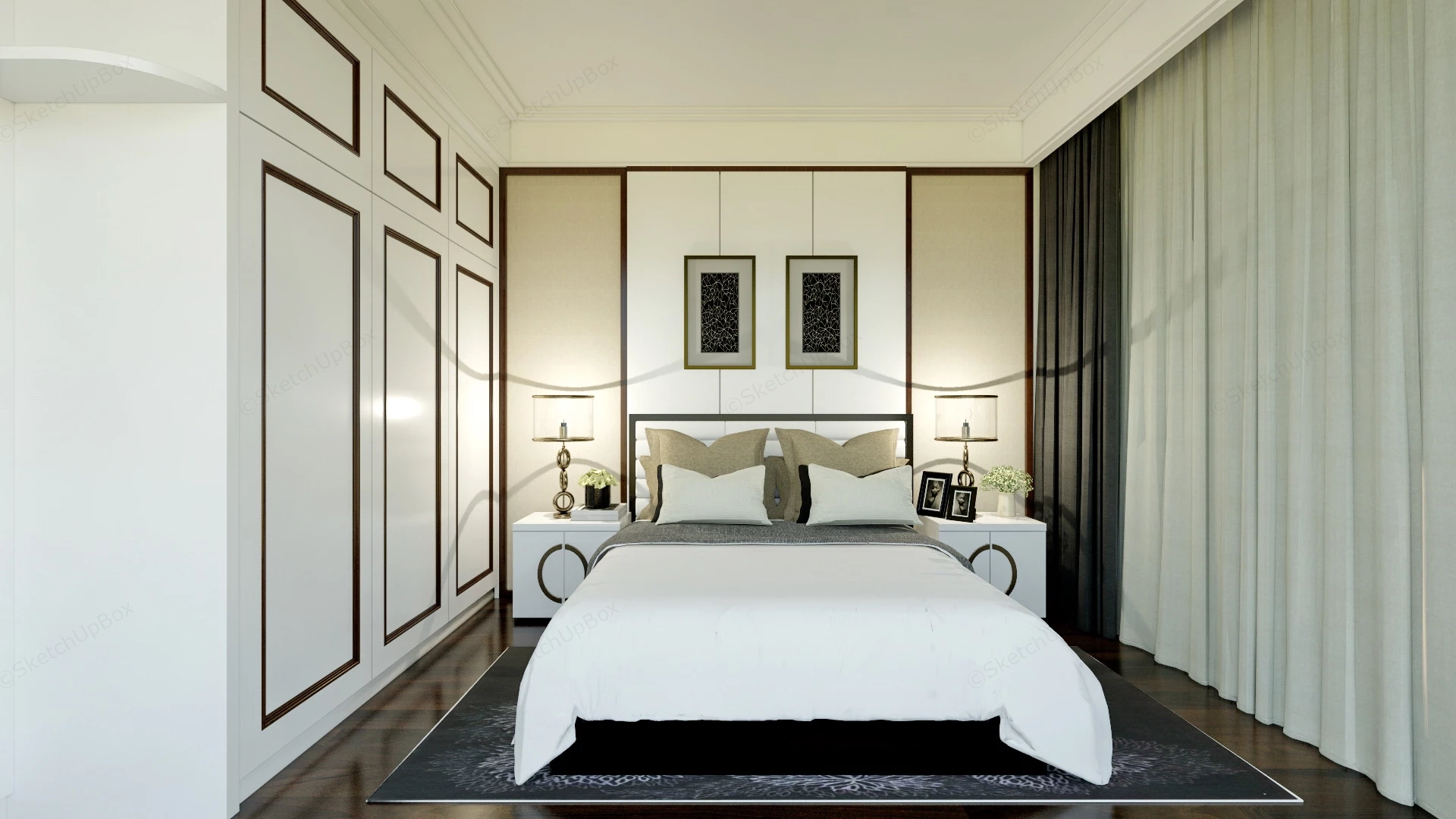 Traditional Style Bedroom sketchup model preview - SketchupBox