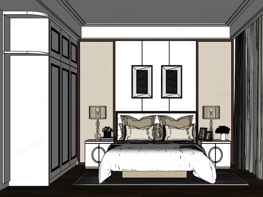 Traditional Style Bedroom sketchup model preview - SketchupBox