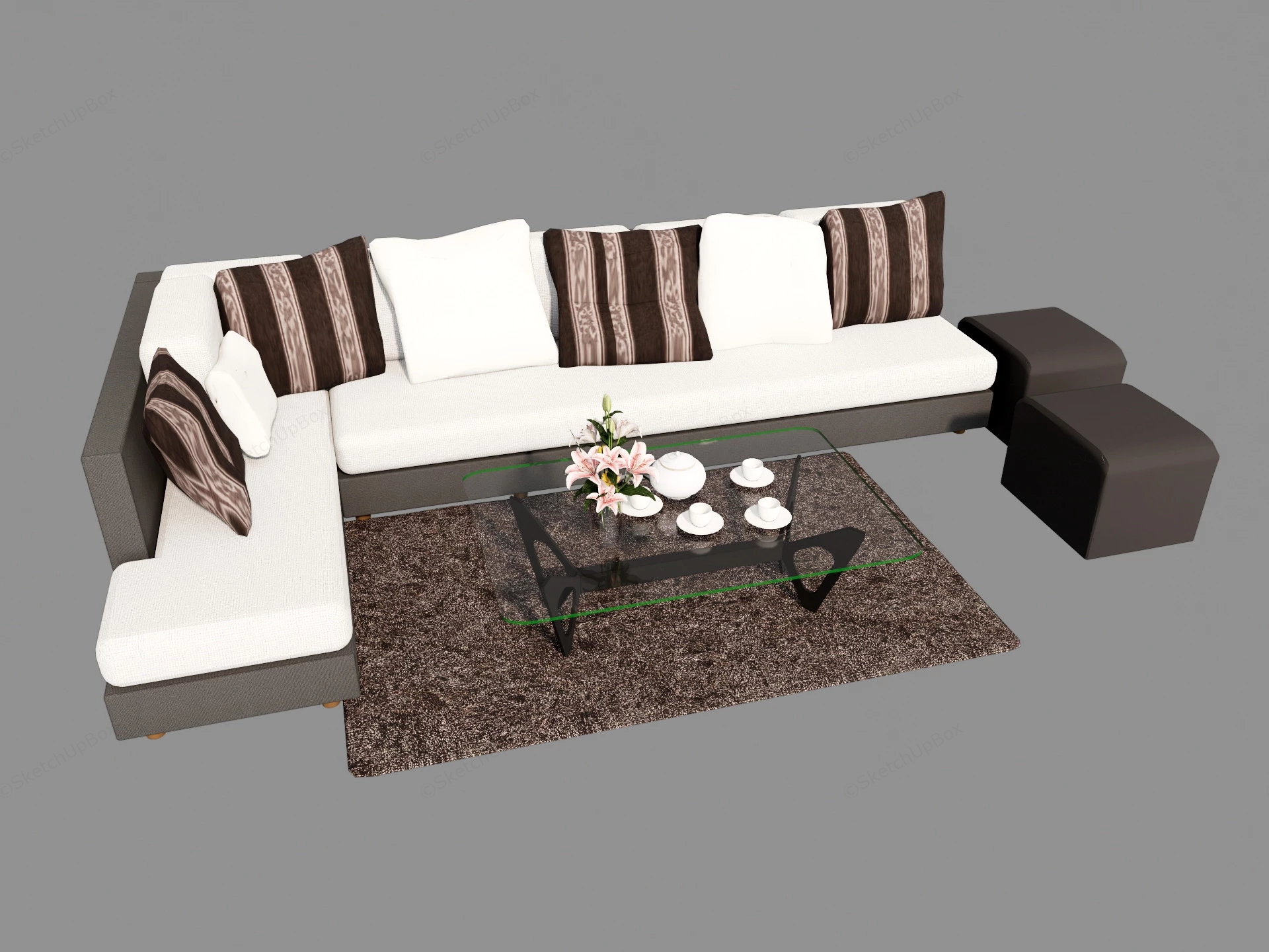 Living Room Sofa Set With Table sketchup model preview - SketchupBox