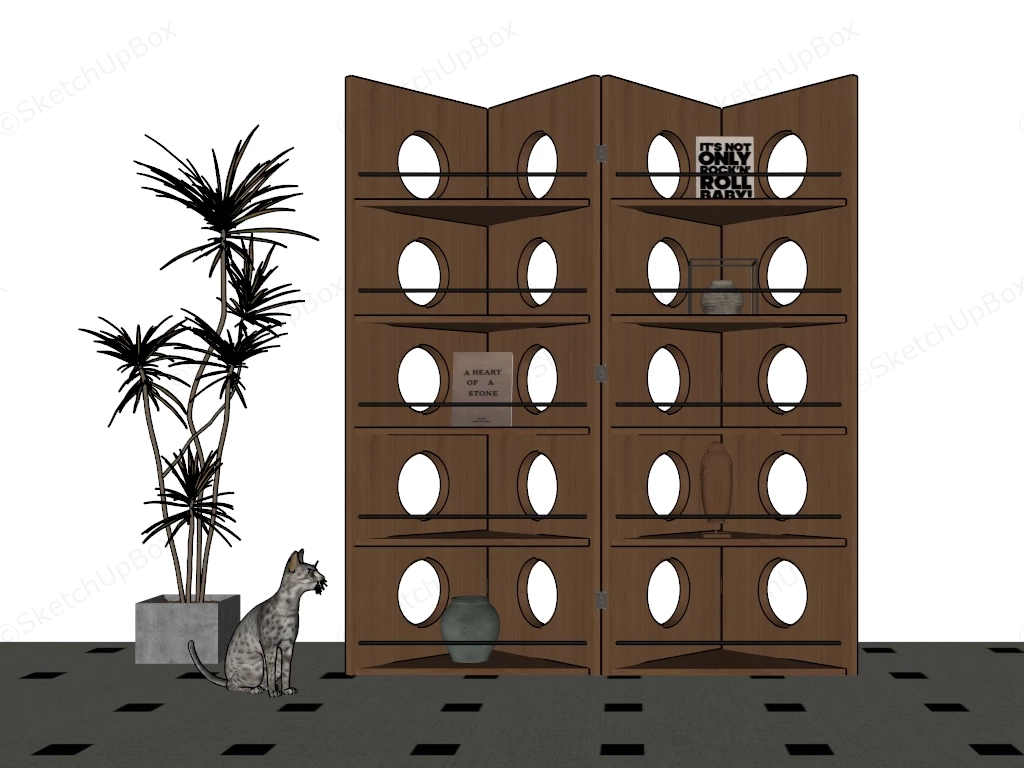 Zen Book Shelf sketchup model preview - SketchupBox