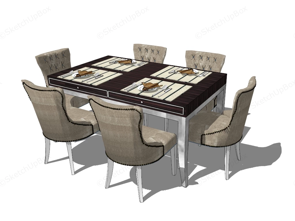 6 Piece Dining Set sketchup model preview - SketchupBox