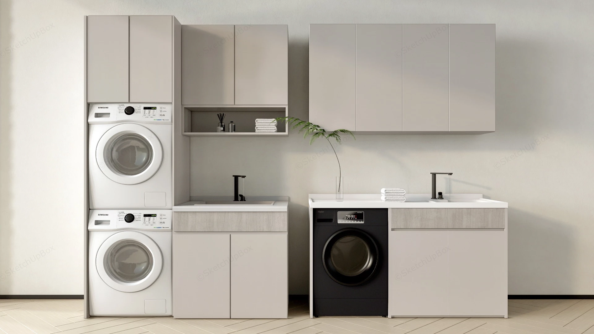 Modern Laundry Room Cabinets sketchup model preview - SketchupBox