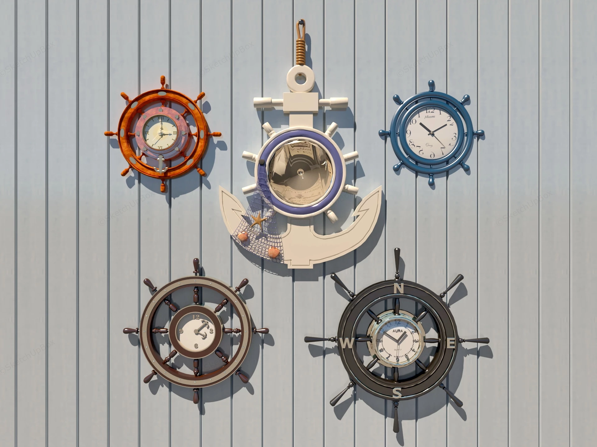 Ship Wheel Wall Clocks sketchup model preview - SketchupBox