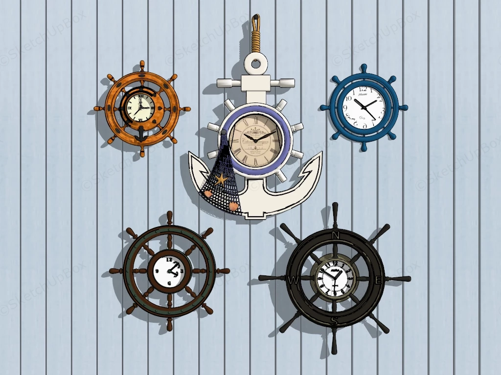 Ship Wheel Wall Clocks sketchup model preview - SketchupBox