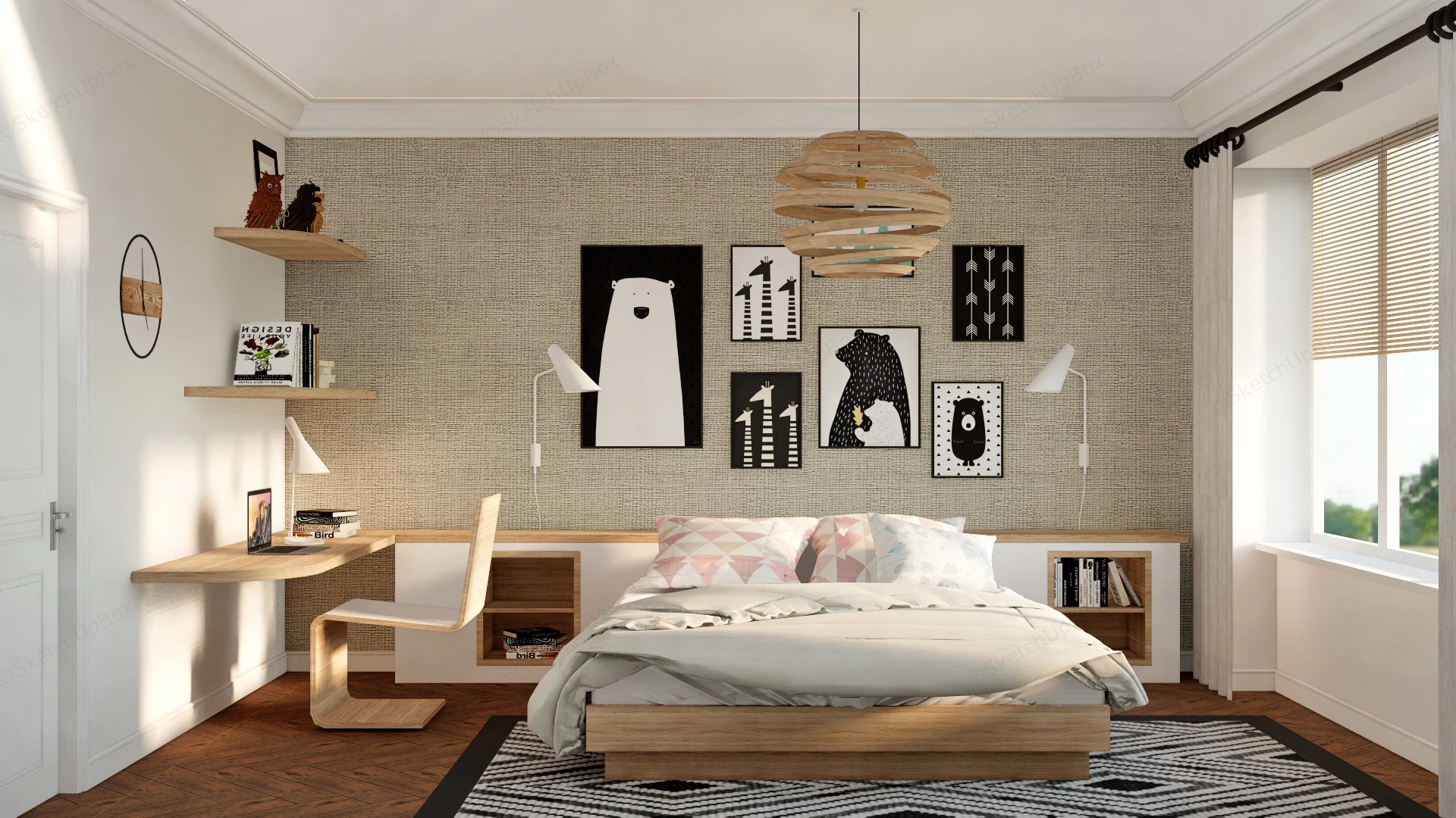 Elegant Teen Bedroom sketchup model preview - SketchupBox