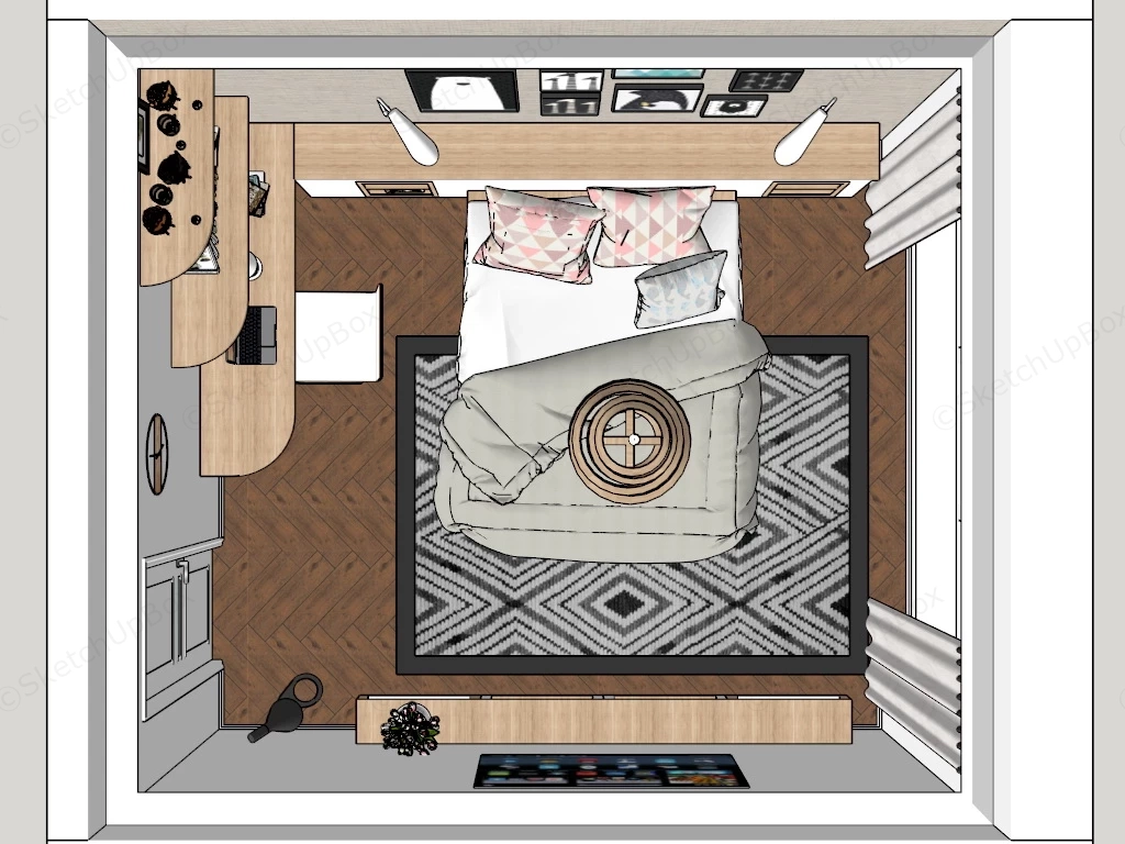 Elegant Teen Bedroom sketchup model preview - SketchupBox