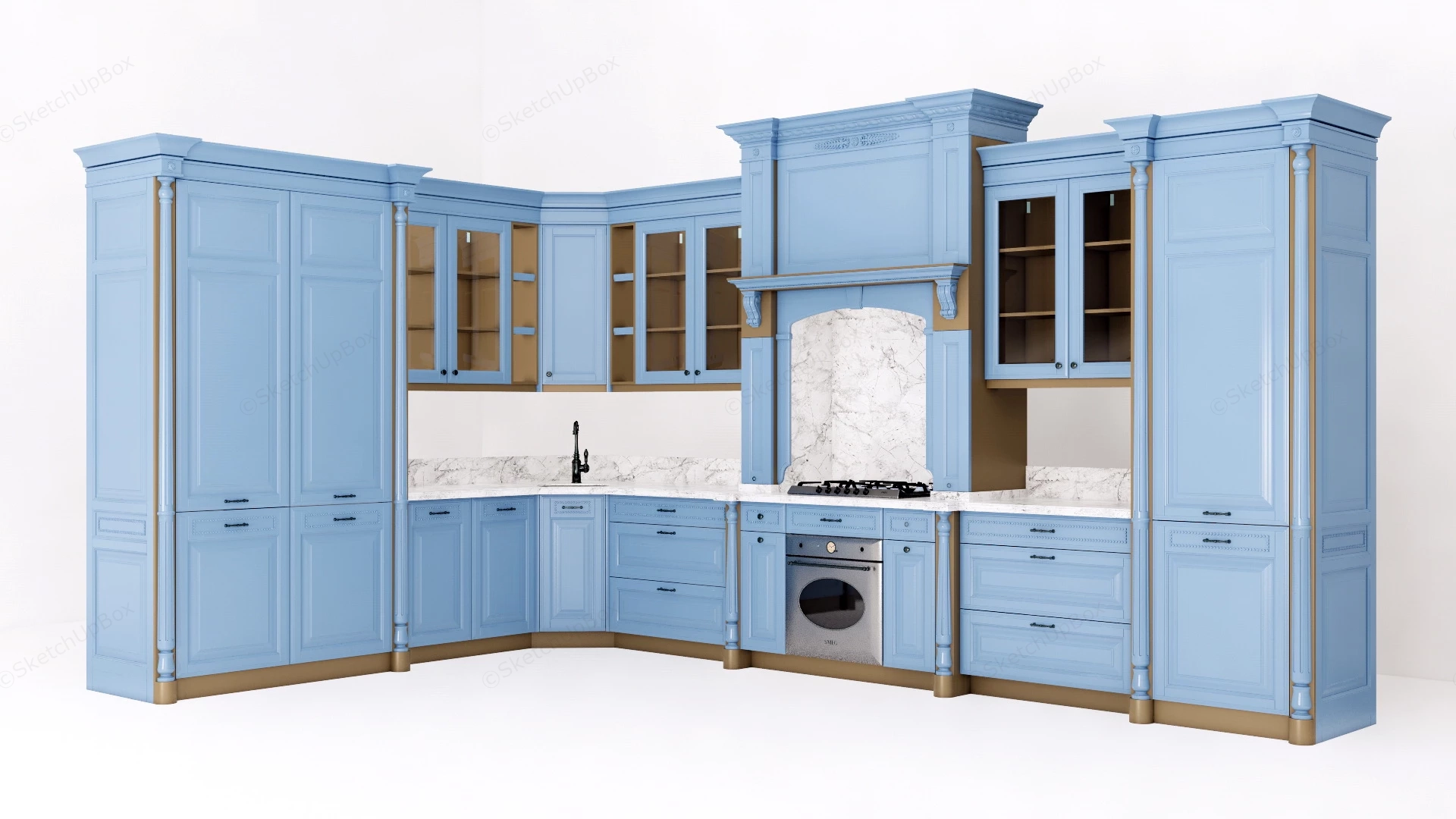 Classic Blue Kitchen Cabinets sketchup model preview - SketchupBox