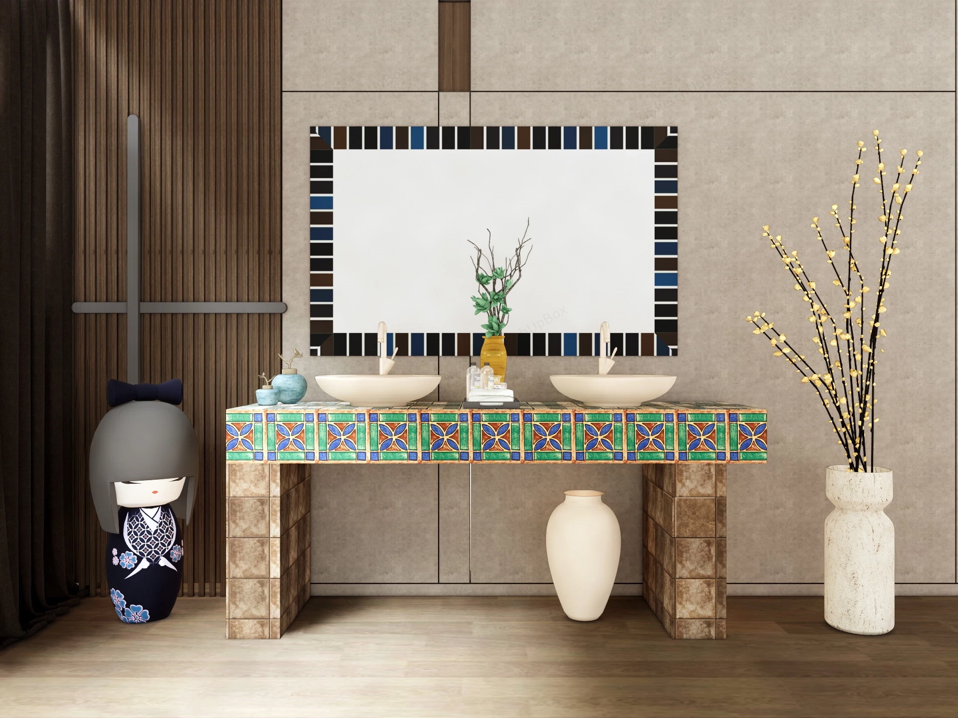 Tile Bathroom Vanity sketchup model preview - SketchupBox