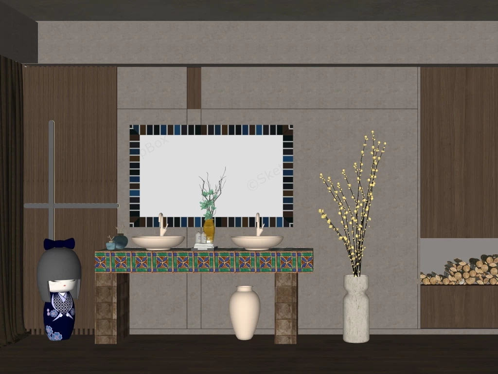 Tile Bathroom Vanity sketchup model preview - SketchupBox