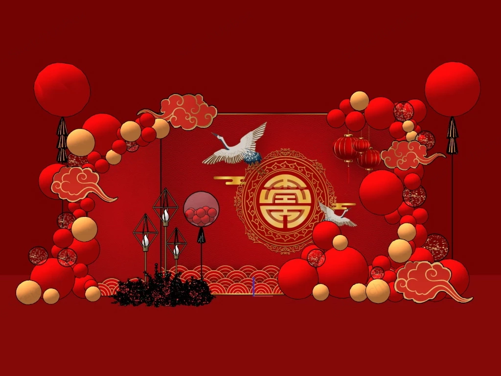 Chinese Birthday Banquet Decoration sketchup model preview - SketchupBox