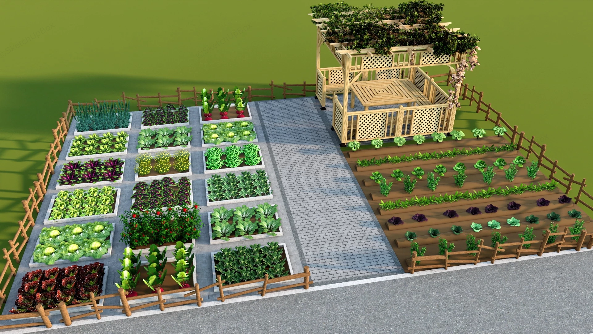 Outdoor Vegetable Garden sketchup model preview - SketchupBox