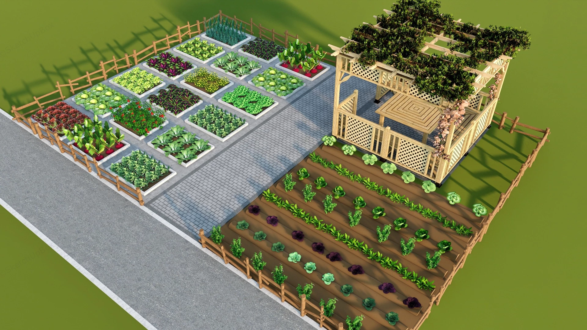 Outdoor Vegetable Garden sketchup model preview - SketchupBox