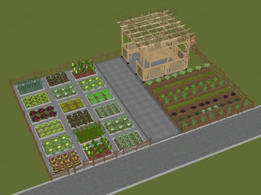 Outdoor Vegetable Garden sketchup model preview - SketchupBox