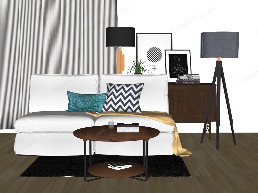 Small Apartment Living Room Set sketchup model preview - SketchupBox