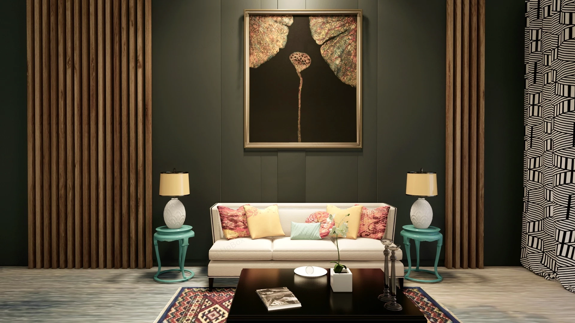 Vintage Art Deco Living Room sketchup model preview - SketchupBox