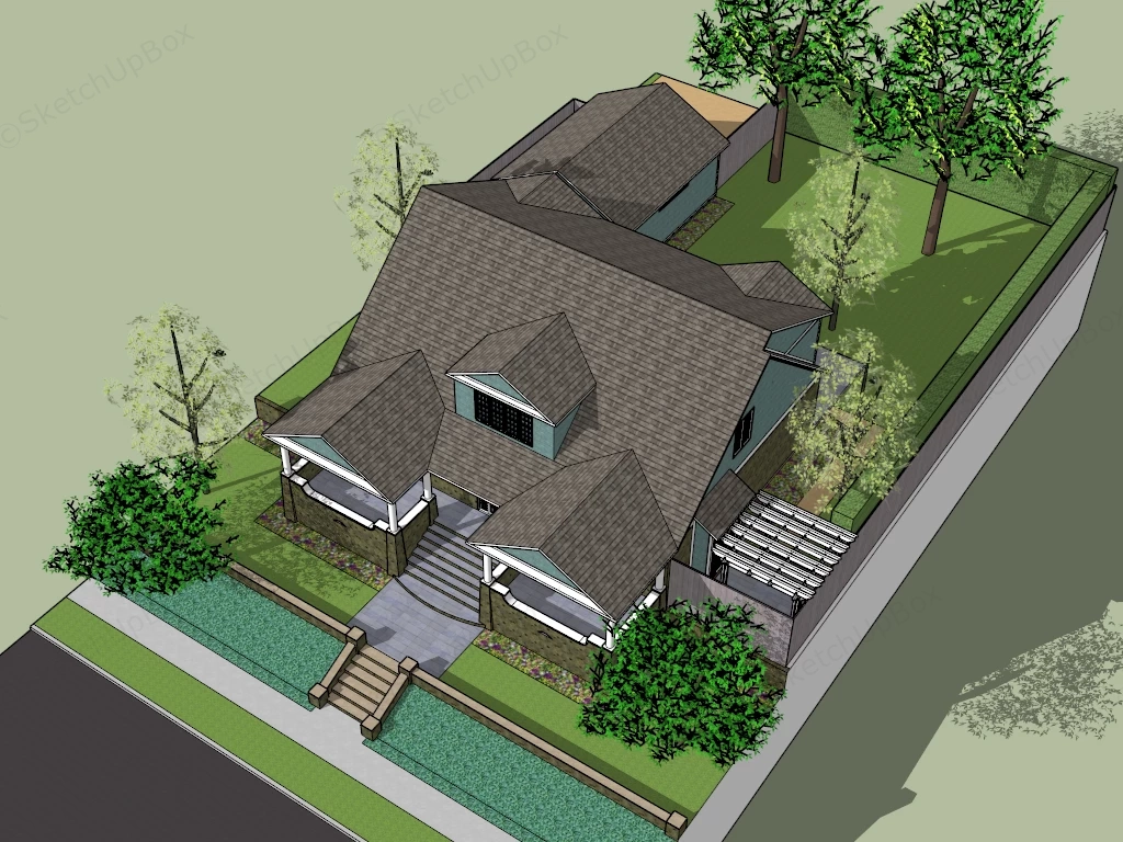 Country Farmhouse sketchup model preview - SketchupBox