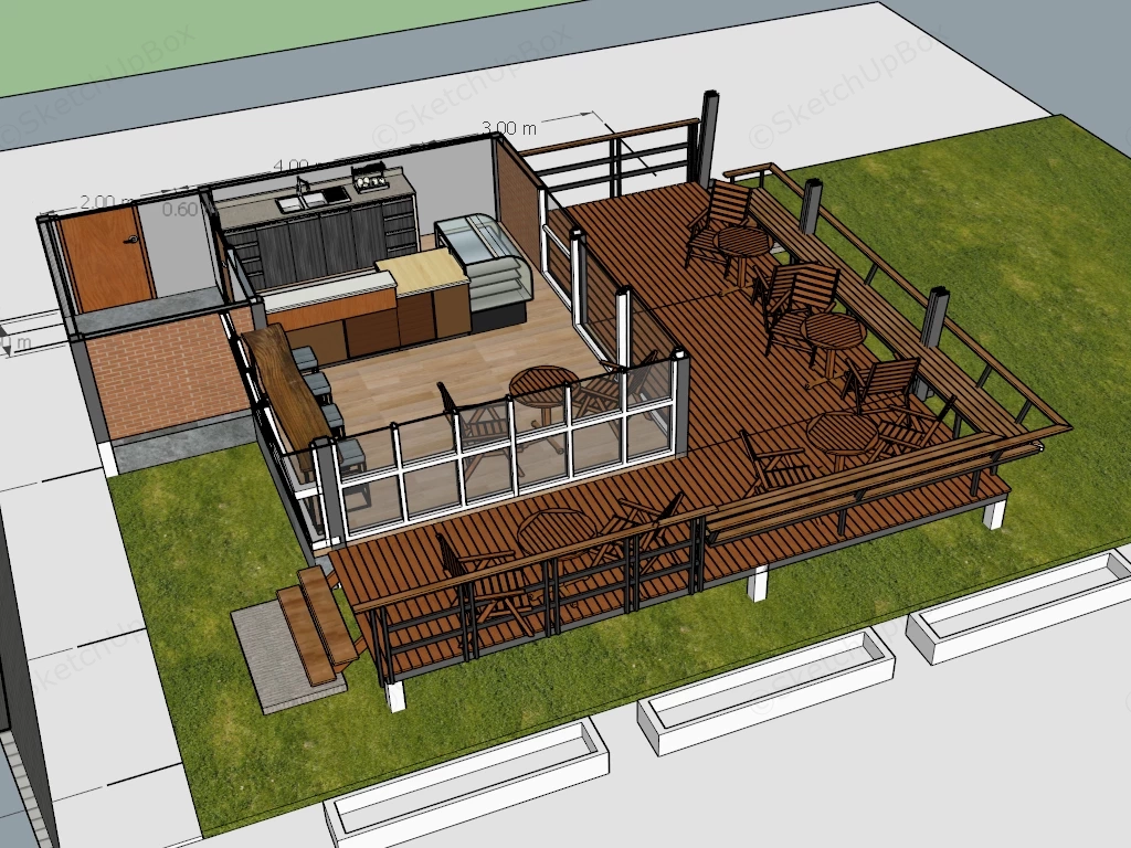 Rustic Coffee Shop Architecture sketchup model preview - SketchupBox